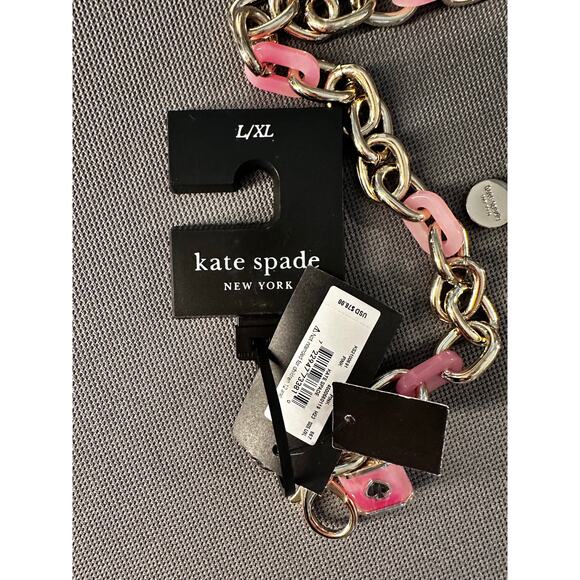 Kate Spade New York Lock & Spade Chain Link Belt - Pink and Silver, Large NEW - Picture 3 of 5